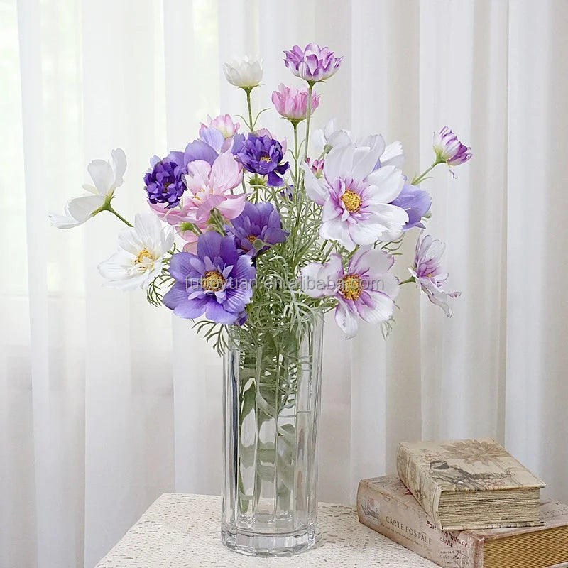 E154- Wedding Floral Arrangement Flowers Colorful Chrysanthemum Silk Artificial Daisy Plsamantha Flower for Wall Hanging Decor