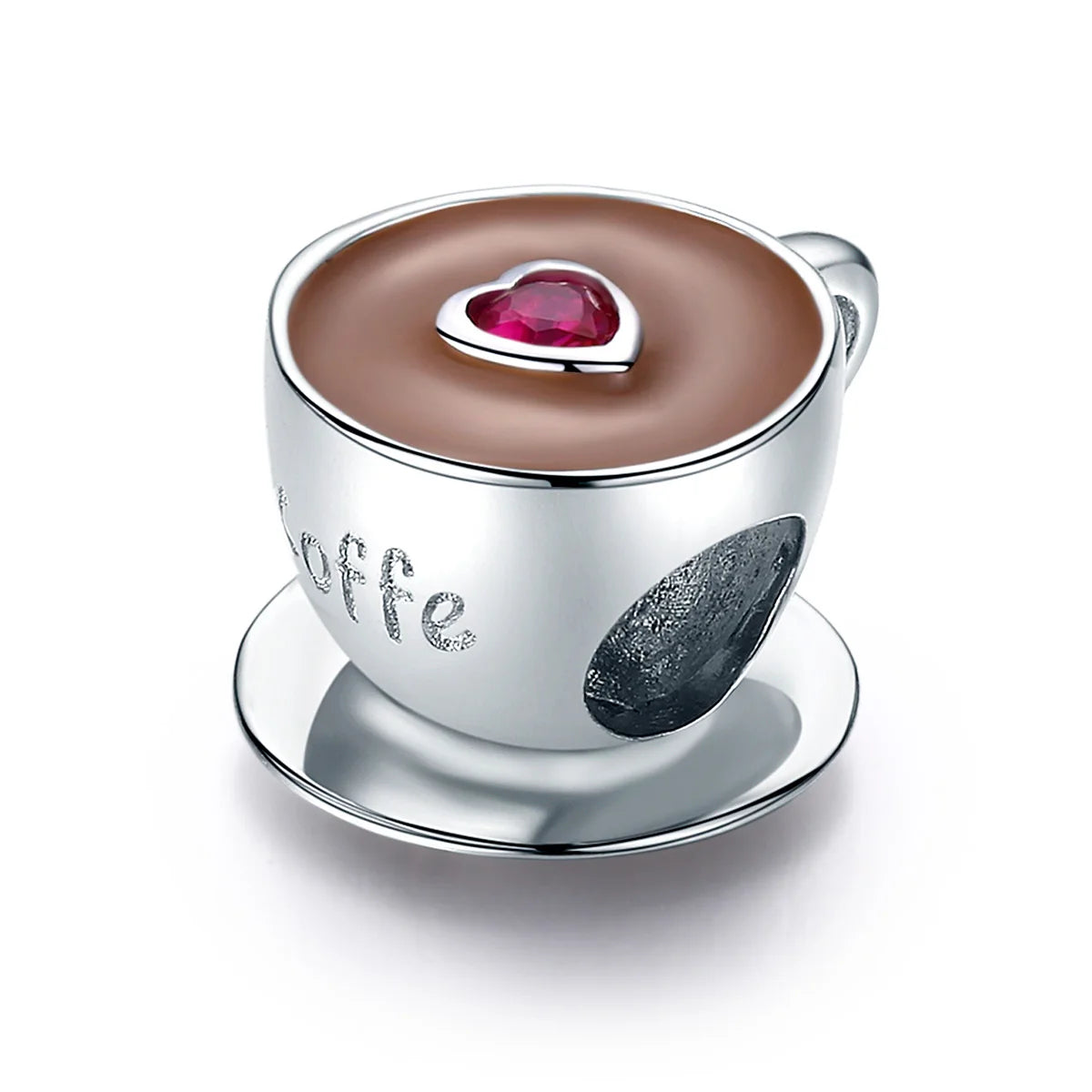 Fine Silver Jewelry 925 Sterling Silver Coffee Cup Bead Bracelet - Enamel Artistic Charm Jewelry for Women Boho Chic Gift