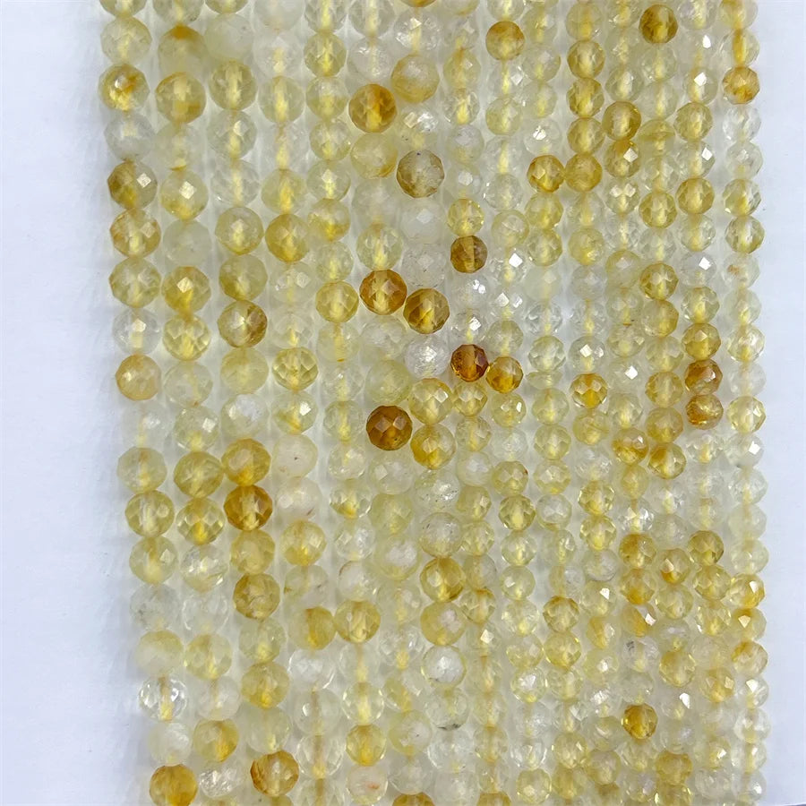Natural Citrine Faceted Stone Beads Loose Natural 2mm 3mm 4mm Necklace Jewelry Making Crystal Beads for Jewelry Making
