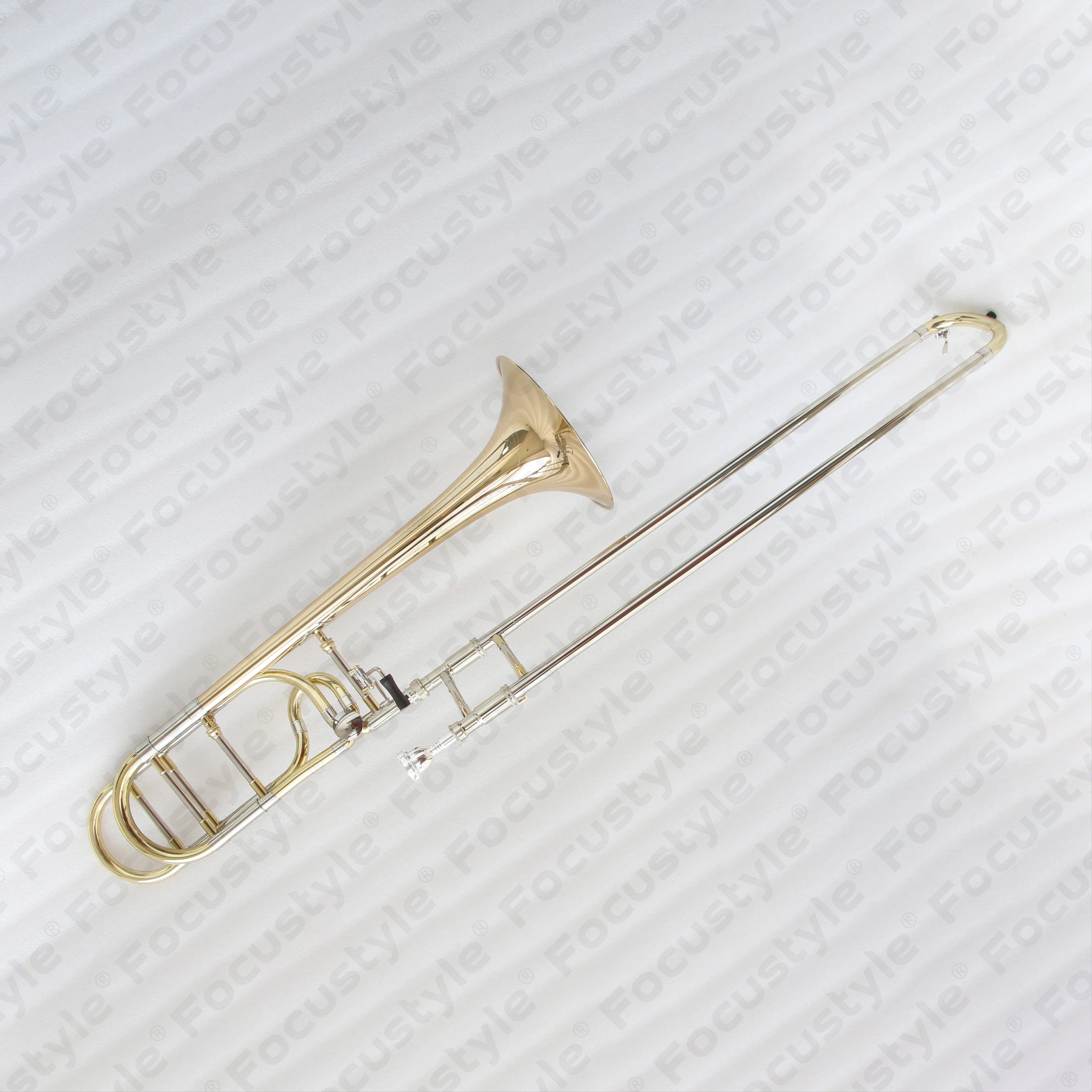 High Grade Professional Trombone with Gold Copper Bell Brass Material Curved Valve for Sale