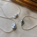 18inch Natural Baroque Freshwater Pearl Necklace with 925 Silver Buttons White Color Loose Pearls