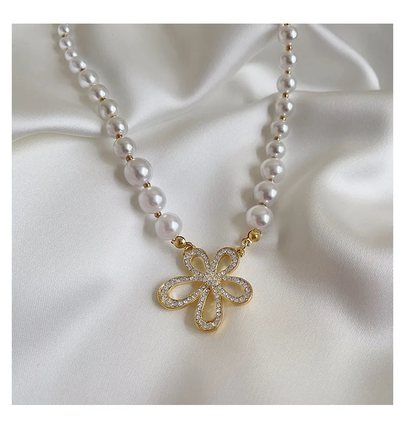 Fashion Pearl Flower Necklace 2021 New Trend Fashion Flower Jewelry