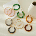 Retro Gold Plated Stainless Steel Big Circle Hoop Earrings Geometric Round Acrylic Resin Women Elegant Party Earring Jewelry