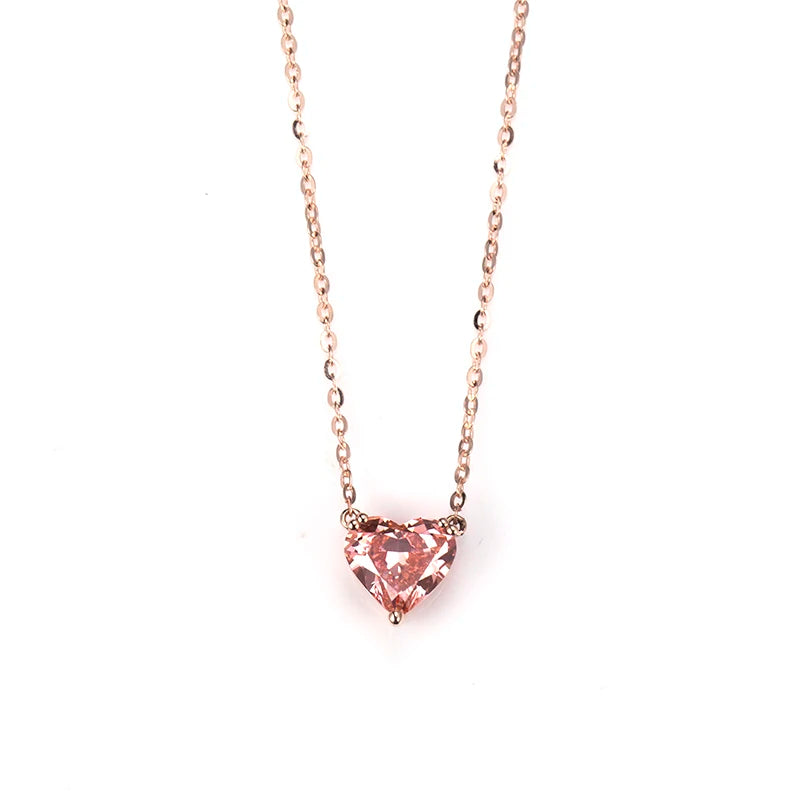 14K/18K Rose Gold Pink Lab Grown Diamond Necklace With Certificate Women's Decorations/Pendant