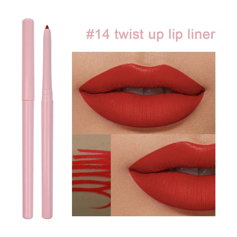 2024 New Product Private Label Lip Liner Cute Tube Roll up Waterproof 22 Matte Color for Choose