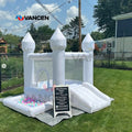 Home Use 9x9ft 3in1 Oxford Fabric Inflatable White Mini Bounce House with Slide and Ball Pit Toddler Bounce House for  Kids