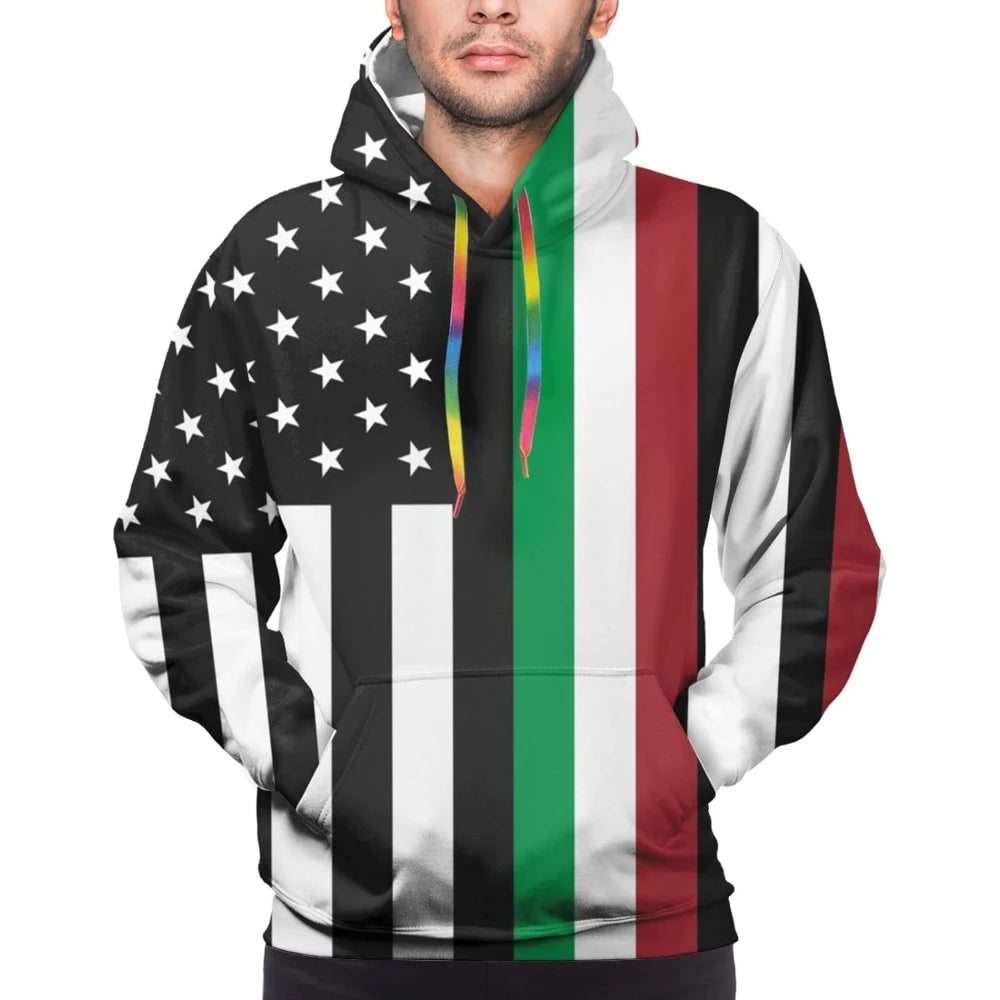 Fitspi Italy Flag Stars 3d Country Printed Men's Hoodie Long Sleeve Novelty Pullovers Casual Sweater With Pockets Sweatshirts