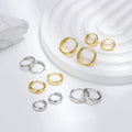 Minimalist Hoops 925 Sterling Silver Plain Large Wide Gold Plated Earrings Set for Women Girls Fine Jewelry Wholesale