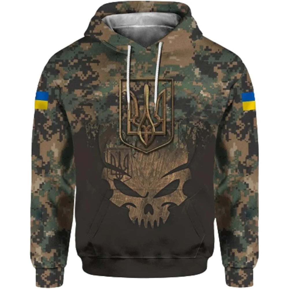 Fitspi Wholesale Custom Country Ukraine Camouflage Ukrainian Flag 3d Printed Unisex Sweatshirt Hoodie Pullover