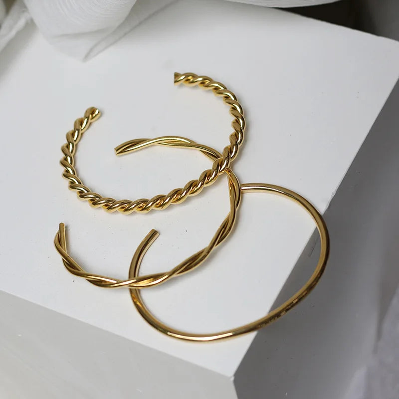 Moge Bileklik New Arrival Trendy Stainless Steel Jewelry Screw Twisted Cable Wire Cuff Bangle Stackable Bracelet Femme