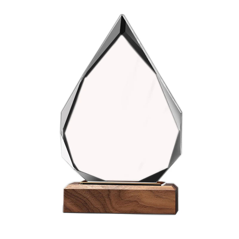New Factory Supply Blank Glass Award Plaque Crystal Wooden Cheap Trophy for Laser Engraving