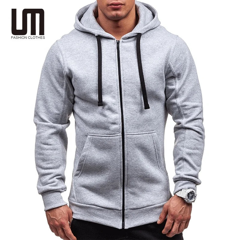 Liu Ming OEM Service Custom Logo Autumn Men Solid Color Zipper Jacket Hoodies Sweatshirts