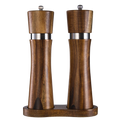 Kitchen 8in Wooden Salt & Black Pepper Grinder Set Acacia Wood and Metal Manual Pepper Mill OEM Gift Box with Spice Tray