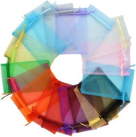 Wholesale Custom Logo 13x18cm Organza Gift Bags Large Sheer Mesh Drawstring Pouches for Wedding Party Favor Packaging