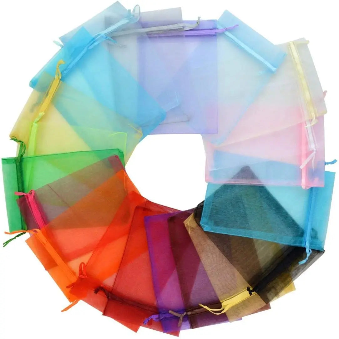 Wholesale Custom Logo 13x18cm Organza Gift Bags Large Sheer Mesh Drawstring Pouches for Wedding Party Favor Packaging