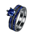 SC New Design Size 5-12 Full Diamond Couple Rings Valentine Creative 2 Pcs Stackable Romantic Blue Purple Diamond Wedding Rings