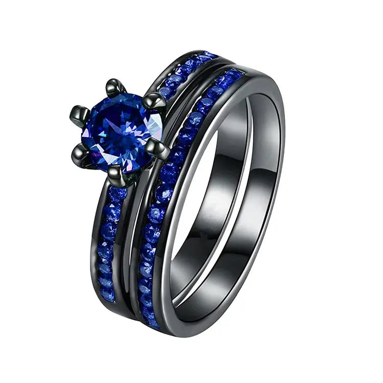 SC New Design Size 5-12 Full Diamond Couple Rings Valentine Creative 2 Pcs Stackable Romantic Blue Purple Diamond Wedding Rings