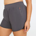 Women's Double Layer Gym Mesh Running Shorts Breathable 2-in-1 Polyester Athletic Fitness Jogging Shorts Logo Adjuster Solid