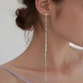 Minimalist Long Tassel Earrings Women Jewelry Zircon Stud Earrings S925 Silver Earrings