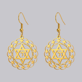 Hebrew Chai Star of David Drop Earrings Women Girl Jewish Hexagram Charms Pendant Earrings Stainless Steel Jewelry