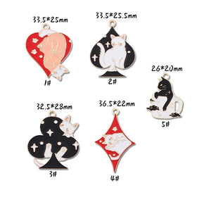 Enamel Charms Playing Card Sign Cat Charms for Jewelry Making Bracelet Earrings Necklace DIY