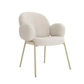 White Dining Chair Modern Fashion Comfortable Restaurant Dinning Chair Lambswool Fur Fabric Upholstered Arm Dining Chair