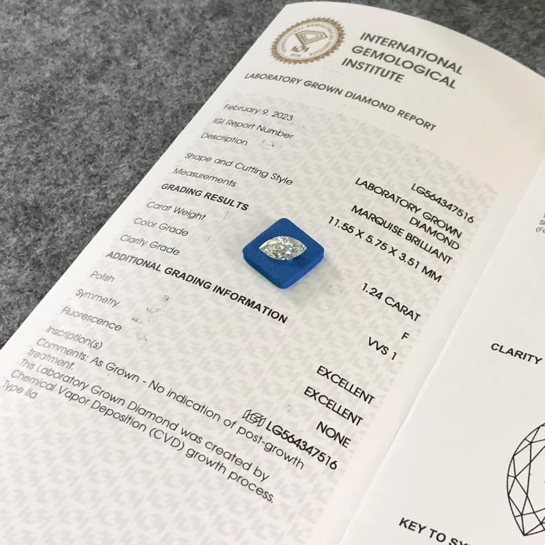 IGI Certified 1.24ct  F VVS1 Wholesale Lab Created Diamond CVD Lab Grown Diamond