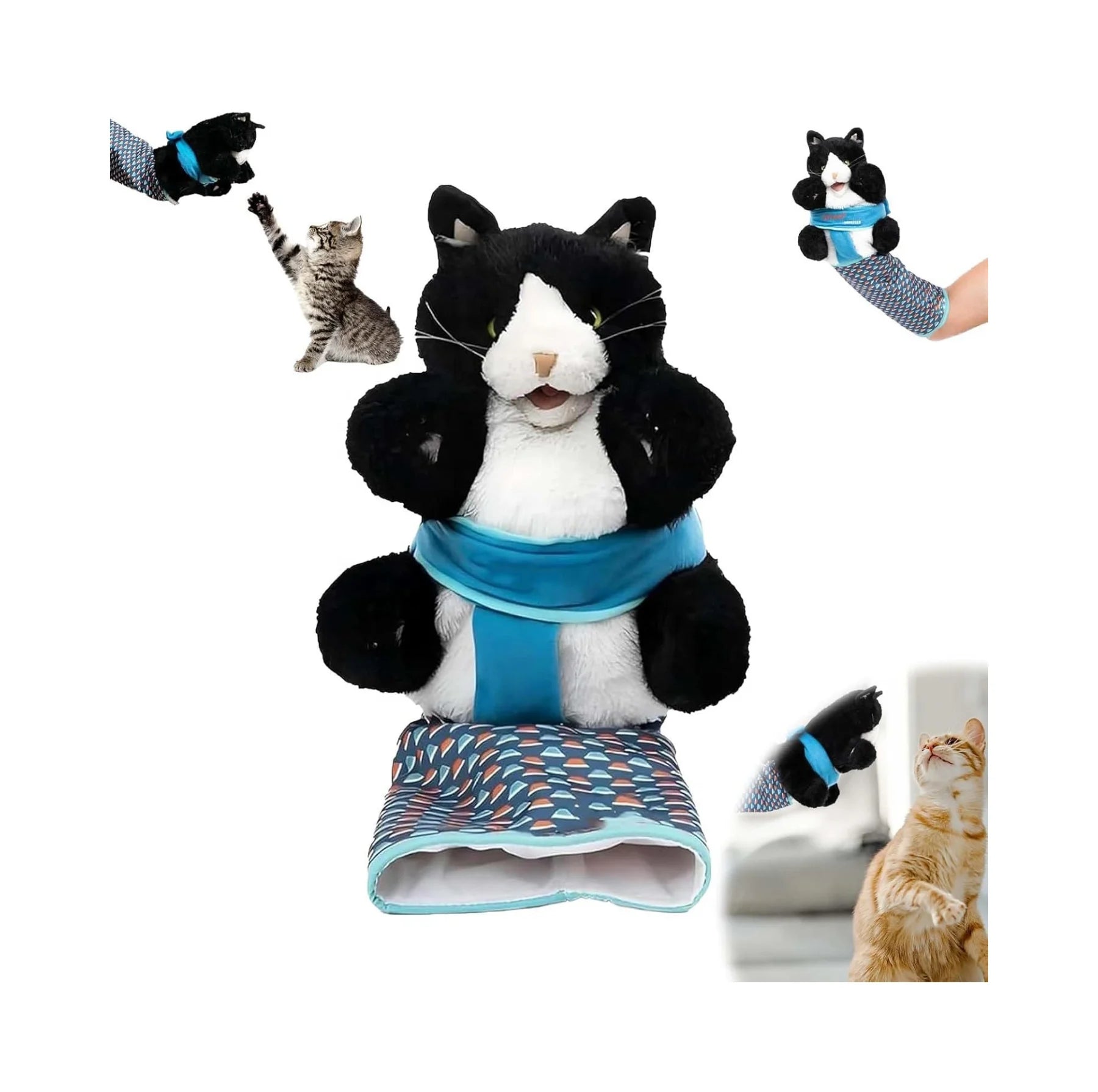 Cat Wrestling Toy Puppet  Cat Wrestling Glove with Tough Padding for Play Plush Animal Toy for Busting Training and Exercise