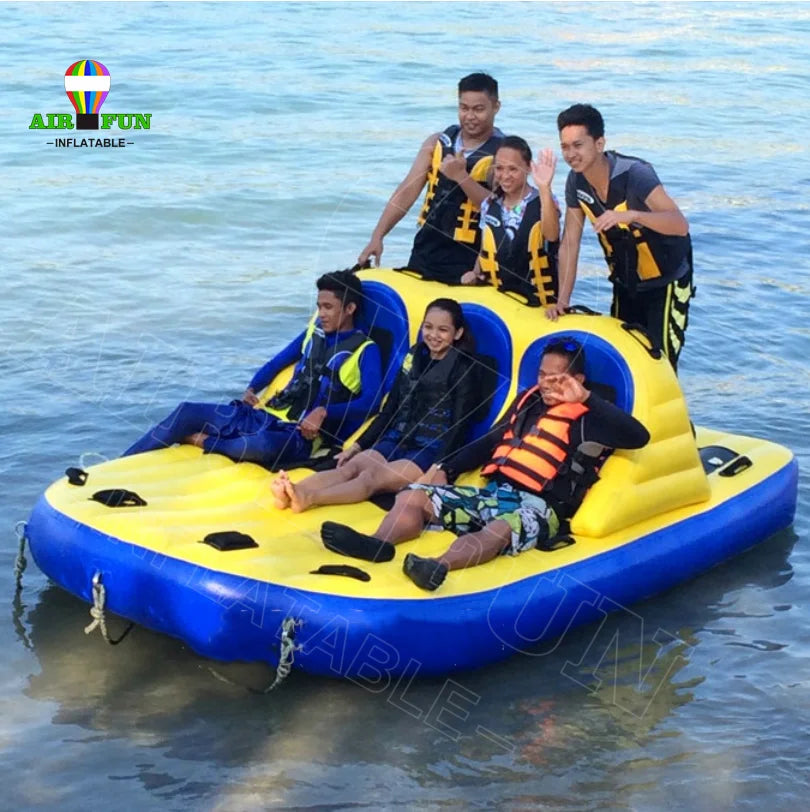 Airfun Inflatable Towable Bandwagon Boat Water Sport Toy for 4-6 Persons