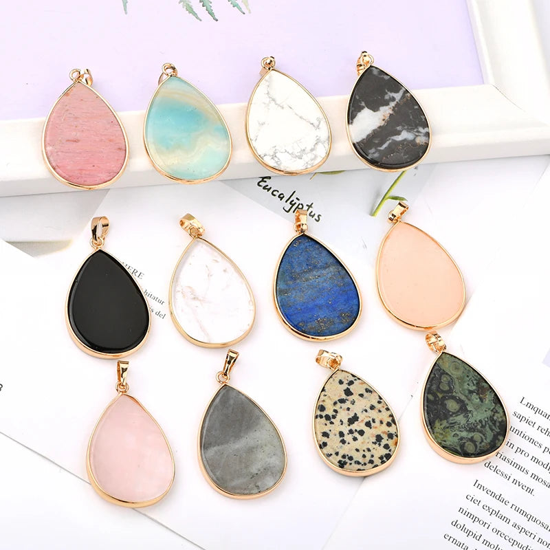 Fast Shipping Wide Crystal Colors Natural Crystal Big Teardrop Bead Stone Pendant