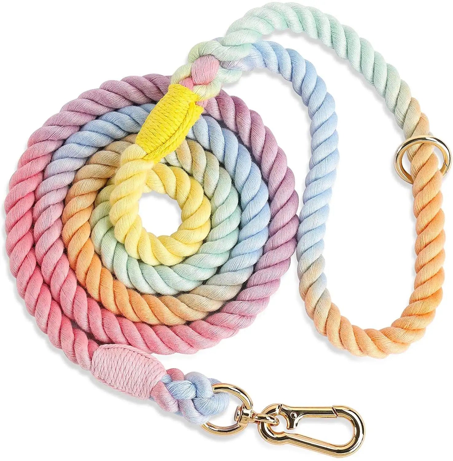 2026 Customized Adjustable Turquoise Braided Nylon Rope Eco-Friendly Lovely Pet Dog Collar Slip Lead Soft Cotton Animal Pattern