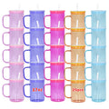 RTS USA Warehouse 25pcs/ctn 17oz Sublimation Jelly Color Glass Can Beer Cups Mugs with Handle and Colored Lids 5 Colors Mixed