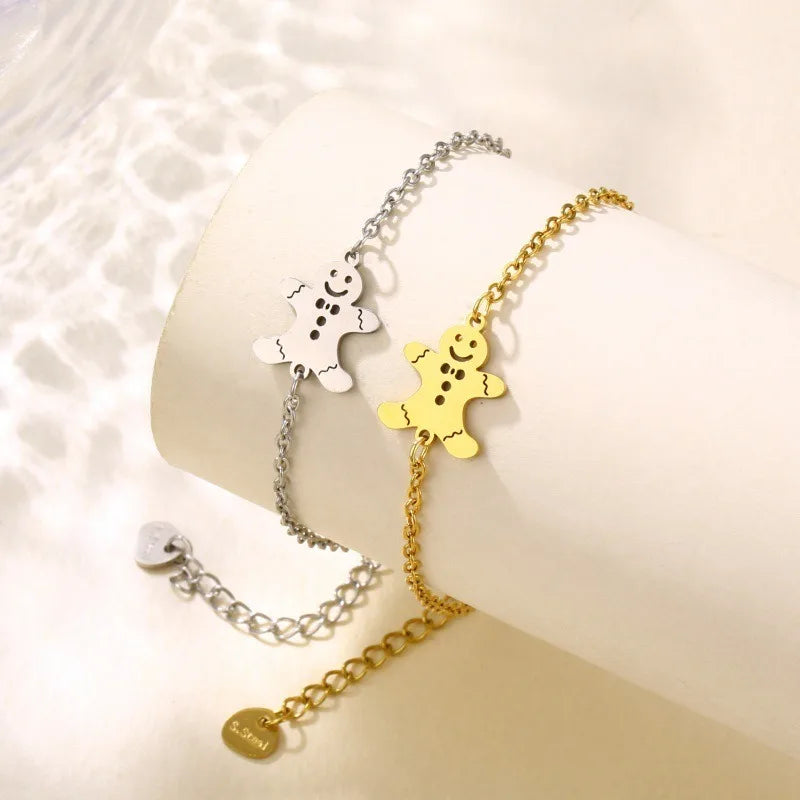 Wholesale Women's Stainless Steel Minimalist Bracelet Snowman Waterproof Christmas Gift Fashion Charm Jewelry