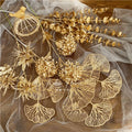 C-APF003 Wholesale Hot Sale High Simulation Artificial Gold Branch Leaves Plastic Gold Leaf f for Wedding Party Decoration