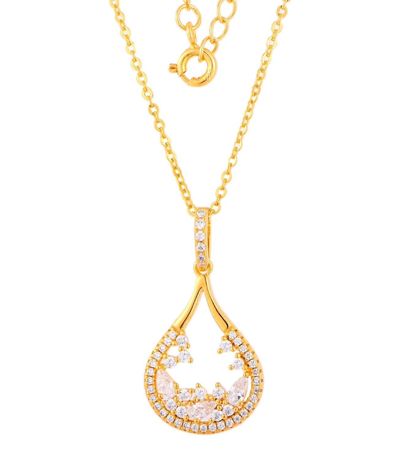 CUSTOM OEM Fine Jewelry Luxury Women 925 Sterling Silver 18K Gold Plated Gemstone Necklaces for Women
