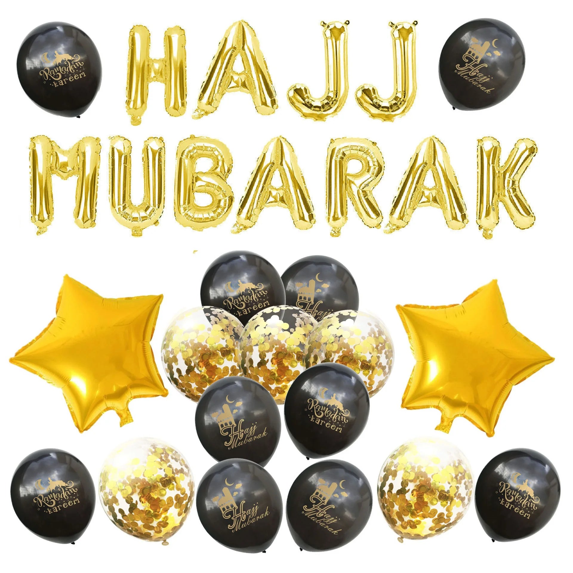 HAJJ MUBARAK Party Decoration Balloon Muslim  Ramadan Balloon Black Gold Balloon Party Decoration for Party Supplies XJ0475-3