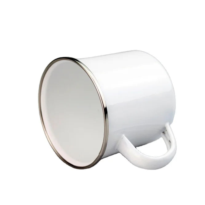 DIY Wholesale White Sublimation Coated Enamel Camping Blank Enamel Mugs