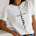 Women's Neck Short Sleeve T-Shirt New Arrival Custom FAITH Printing Breathable Fashion Casual Design Wholesale Supply Logo