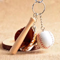 Wholesale New Fashion Metal 8-Piece Mini MLB Baseball Teams Keychain Set with Three-Piece Baseball Gloves & Wooden Bat Design