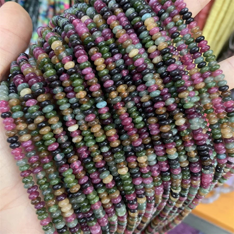 Wholesale Optimized Tourmaline Spacing Beads Rondelle Gemstone Beads Rondelle Saucer Stones Beads for Diy