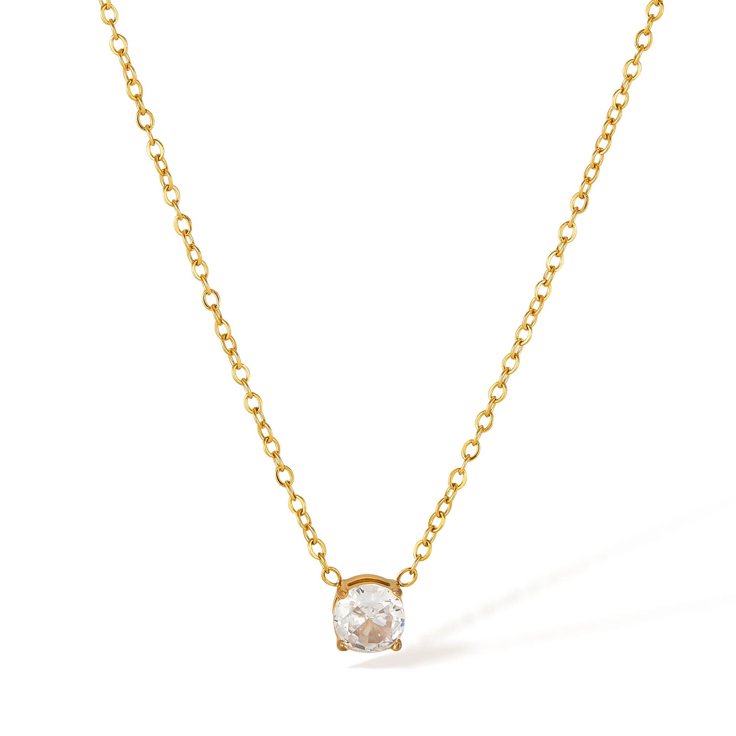 Wholesale Custom Stainless Steel Oval Pendant Necklace for Women Gold Plated Zirconia Weddings Parties Christian Fashion Jewelry