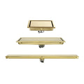 Brushed Gold Concealed Invisible Stainless Steel Floor Drain Tile Insert Bathroom Linear Floor Drain
