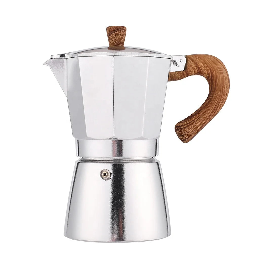 Silver Premium Thick Octangona Pot Italian Hand-brewed Coffee Kettle Moka Pot