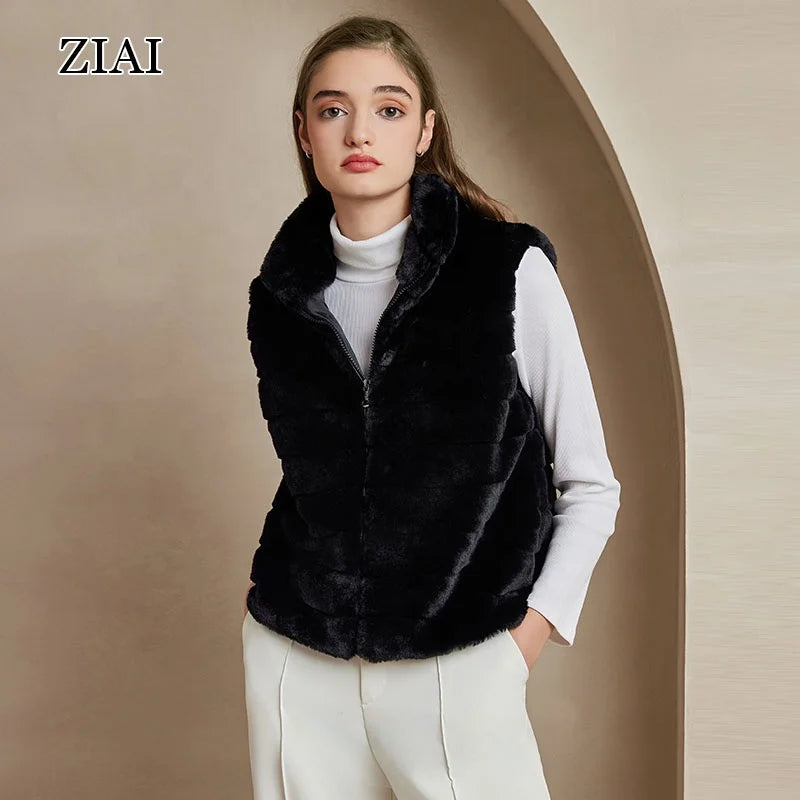 Faux Fur Coat Women Raccoon Hair Vest Artificial Hair Long Hair Coat Fur Vest Vests