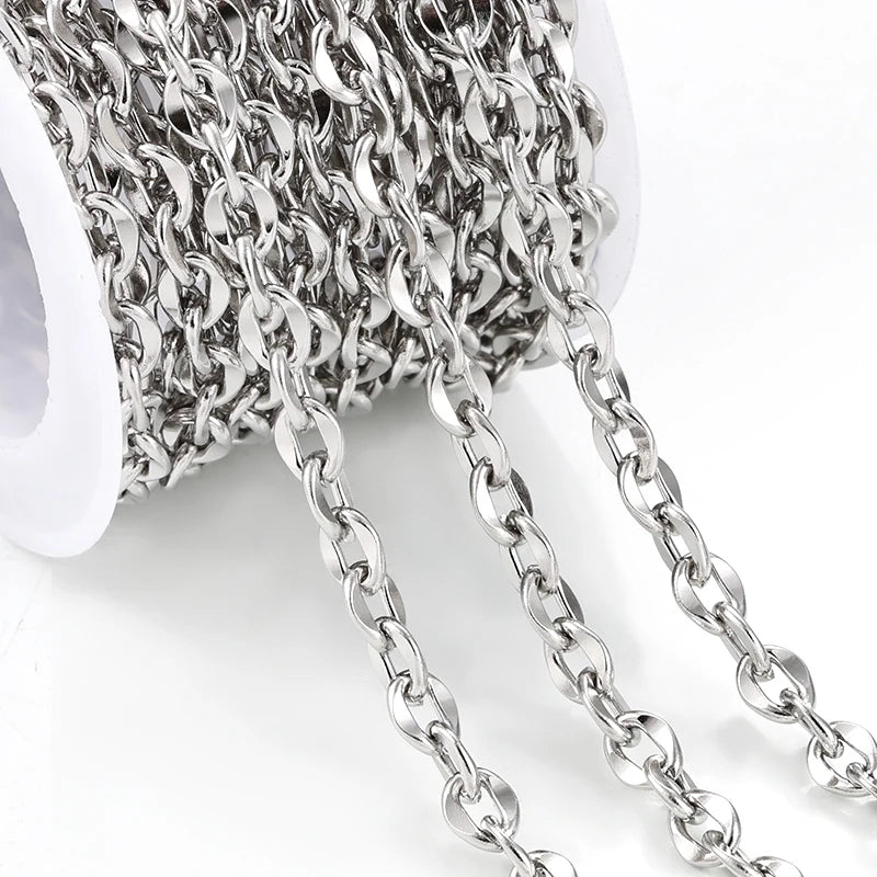 4.8mm Stainless Steel Lip Chain for Hip Hop Punk Style Necklace Making Jewelry Accessory with Link Findings & Components MegaBDM