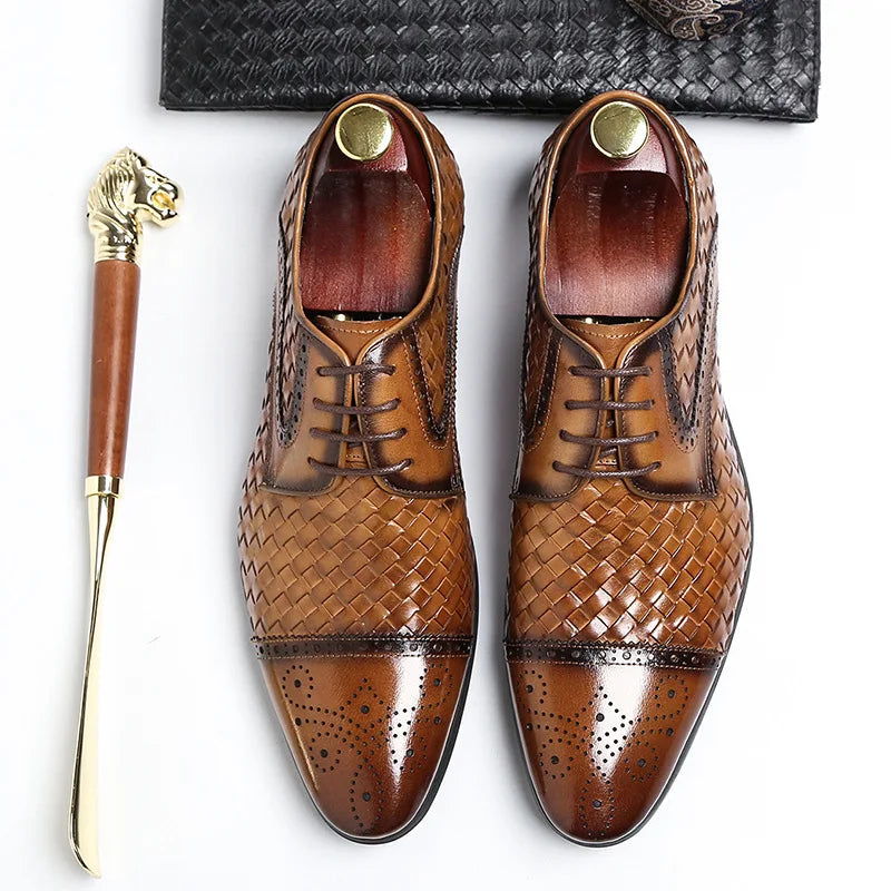 Men Shoes New Leather Shoes Men Casual Pointed Toe Business Leather Dress Shoes