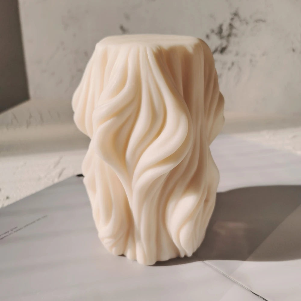 DIY 3D Unique Candles Molds Carved Wavy Candle Abstract Art Geometric Irregular Silicone Candle Mould for Home Decoration