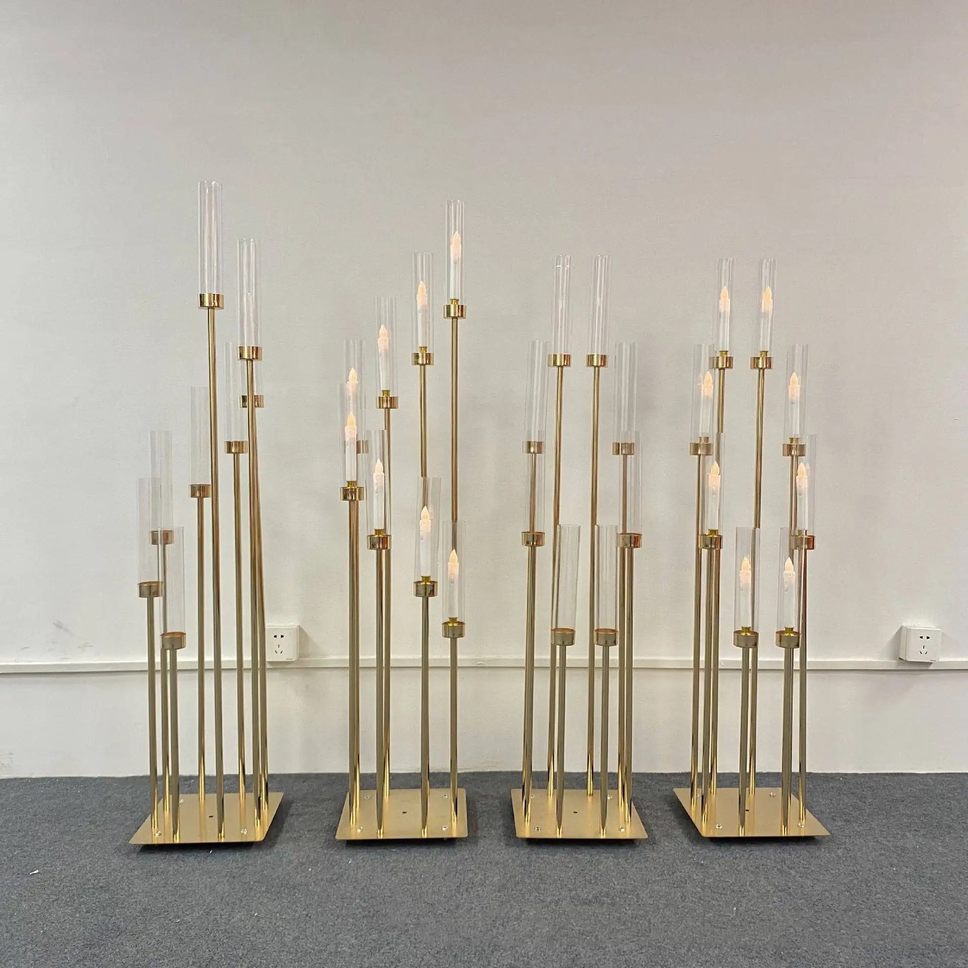 Modern 8 Head Gold Candle Holder 53 Inch Metal Candelabras Candlestick Holder for Weddings Table Centerpieces Decoration