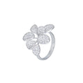 Newest Silver Plated Casual Luxury Leaf Design Cubic Zircon Micro Paved Adjustable Finger Rings for Womens Party Costume Jewelry