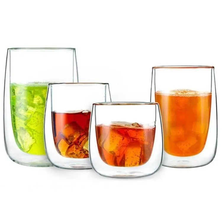 Hot Selling Transparent Double Layer Glass Cup 200ml 280ml 380ml Heat Insulation Coffee Milk Mugs